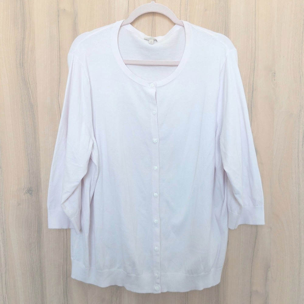 Talbots Womens Cardigan Size 3X‎ Light Pink Stretch Knit Classic Cozy Minimalist